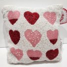 Valentines Day Red Pink Hearts Beaded Throw Pillow Home Decor 12x12"