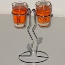 Decorative Shot Glass Gel Candles w Stand - 6" NEW