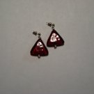 Red Triangle Glass Bead Earrings