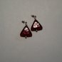 Red Triangle Glass Bead Earrings