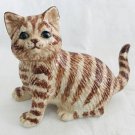 Porcelain Miniature Seated Brown Tiger Cat - New