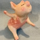 Hagen Renaker Aerobic Pig Seated Stretched Out Arms Pink A-3247