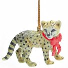 Northern Rose Christmas Ornament Cheetah With Red Bow  R268