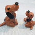 Hagen Renaker Mini Hound Dog Mama & Puppy Miniature Figurine Bassett Beagle