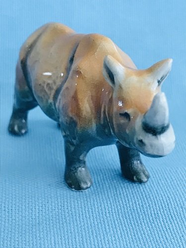 Rhinoceros, Bone China Vintage Japan Figurine
