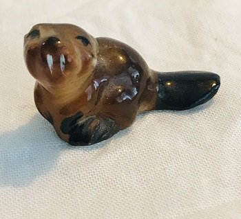 Miniature Beaver Bone China Vintage Japan Figurine