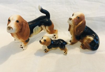 Beagle Family Papa, Mama & Pup - Bone China Japan