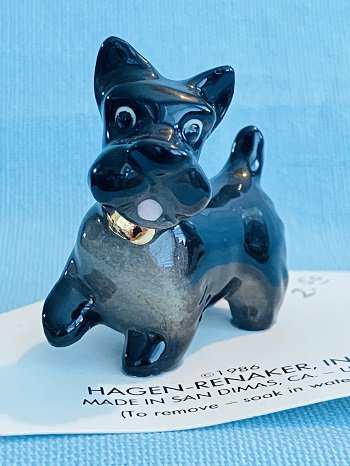 Hagen Renaker Miniature 1986 Black Scottie Scottish Terrier Dog With Painted Tongue A-075