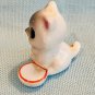 Kitten Sitting Next To Bowl Miniature Bone China Figurine