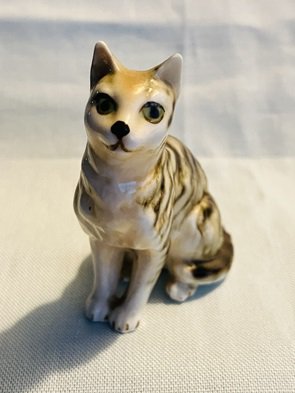 Tiger Tabby Seated Cat Bone China Figurine