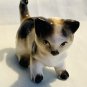 Calico Black & White Crouching Cat, Kitten Bone China Figurine