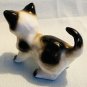 Calico Black & White Crouching Cat, Kitten Bone China Figurine