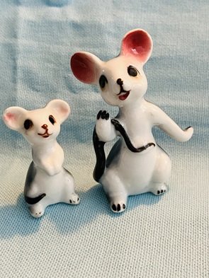 Mouse Mama and Begging Baby - Bone China Japan