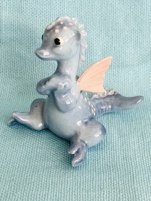 Hagen Renaker Miniature Dragon, Baby Blue with Pink Wings HTF