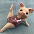Hagen Renaker Aerobic Pig Leg Up Purple Outfit A-3248 Pre-Owned