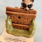 Hagen Renaker Raccoon Papa on Fence A-3094