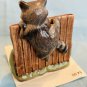 Hagen Renaker Raccoon Papa on Fence A-3094