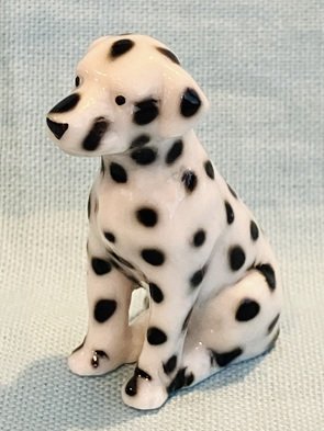 Bug House Dalmatian Dog Seated Miniature Bone China Figurine Taiwan