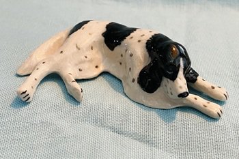 Klima Miniature Porcelain Animal English Setter Lying Black & White K945 NEW
