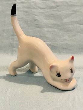 Stretching Bone China Cat Figurine