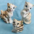 Bone China Tabby Mama, Papa & Kitten Cat Family - Pre-Owned