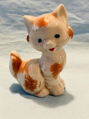 Whimsical Seated Cat Bone China Figurine Japan