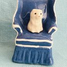 Hagen Renaker Blue Chair With White Persian Kitten Cat - Pre-Owned