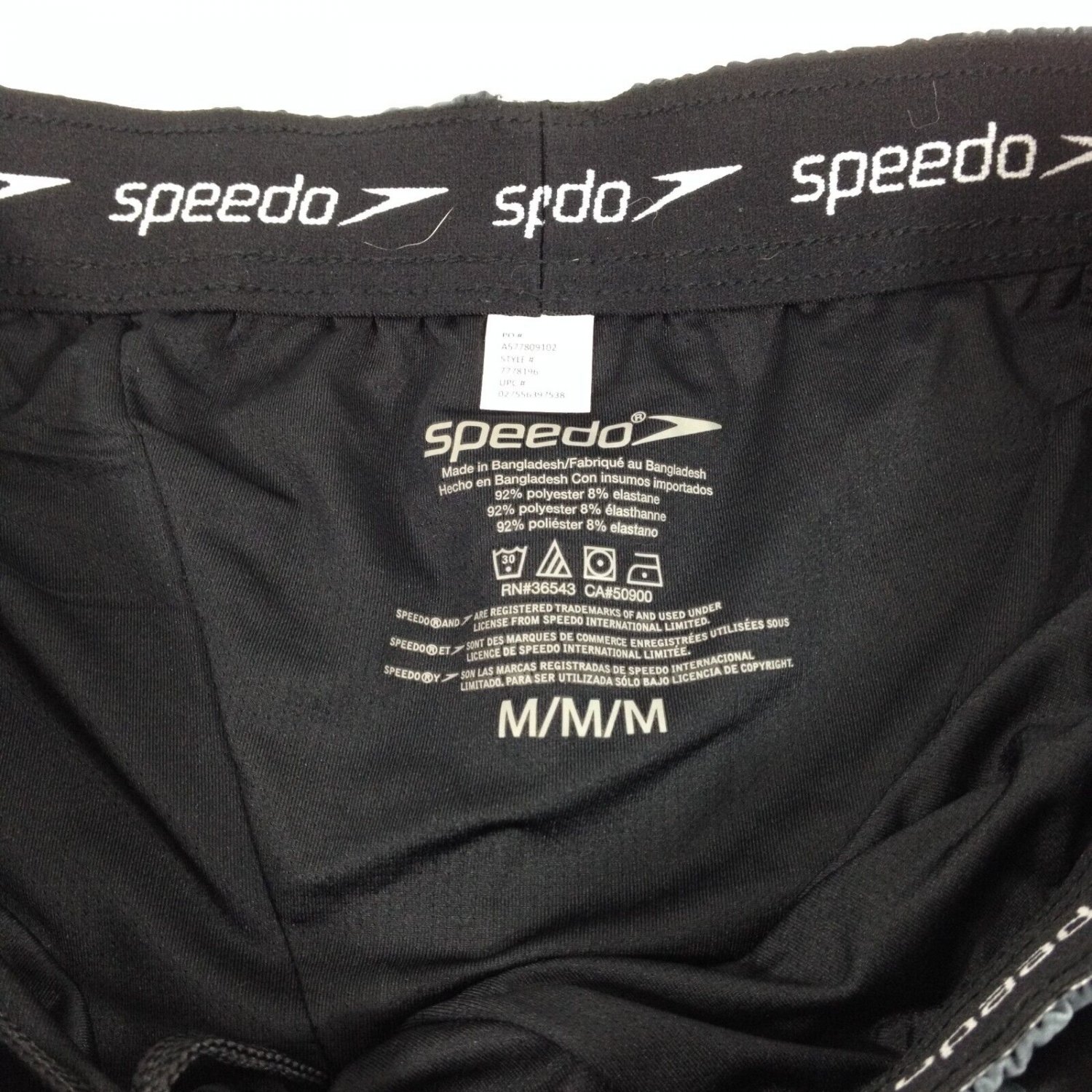 Speedo Mens GrayBlack Hydroliner Swim Trunks Board Shorts Size Med.