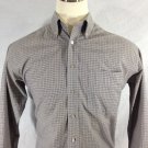 Haggar Mens Dress Shirt "Forever New" Tan/Blue Plaid,Long Sleeve Sz Med.