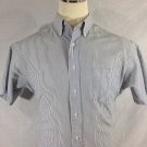 Van Heusen Mens Sz 16 Fitted Casual Short Sleeve Shirt  Blue/White Stripe