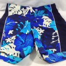 SNS Mens Swim Trunk Shorts Blue Hibiscus Size Medium