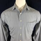 David Taylor Gray/White Stripe Long Sleeve Dress Shirt Sz M 15-15.5/34-35