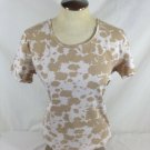 White Stag Womens Top Shirt Blouse Size Large 12-14 Short Sleeve White & Tan