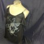 DOTS Womens Size Large Black w/Blue Flower Chain Straps Top