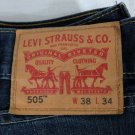 Levi's 505 Straight Leg Lightly Distressed Men's Blue Jeans Sz 38x34
