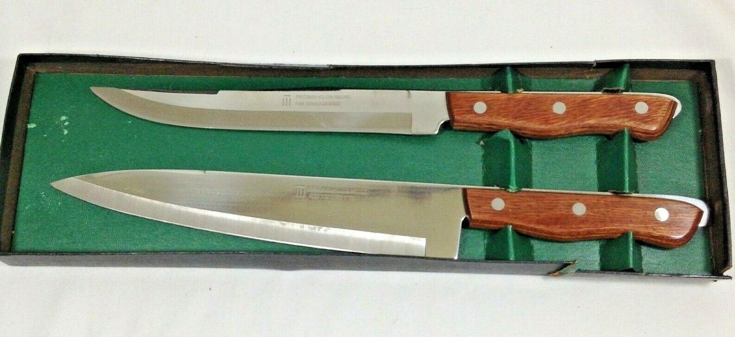 MAXAM Carving 2 Pc Knife Set Stainless Steel Kitchen 9" Chef 8" Slicing Japan