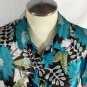 Fred David Women's Short Sleeve Blouse Top Shirt Green/Black/ White Medium