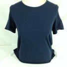 Felina Short Sleeve Tee - Long Tail  Blue Solid Crew Neck Size Med.