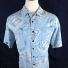 Bermuda Bay Hawaiian Aloha Shirt Aloha Blue Palms 100% Silk X-Large Short Sleeve