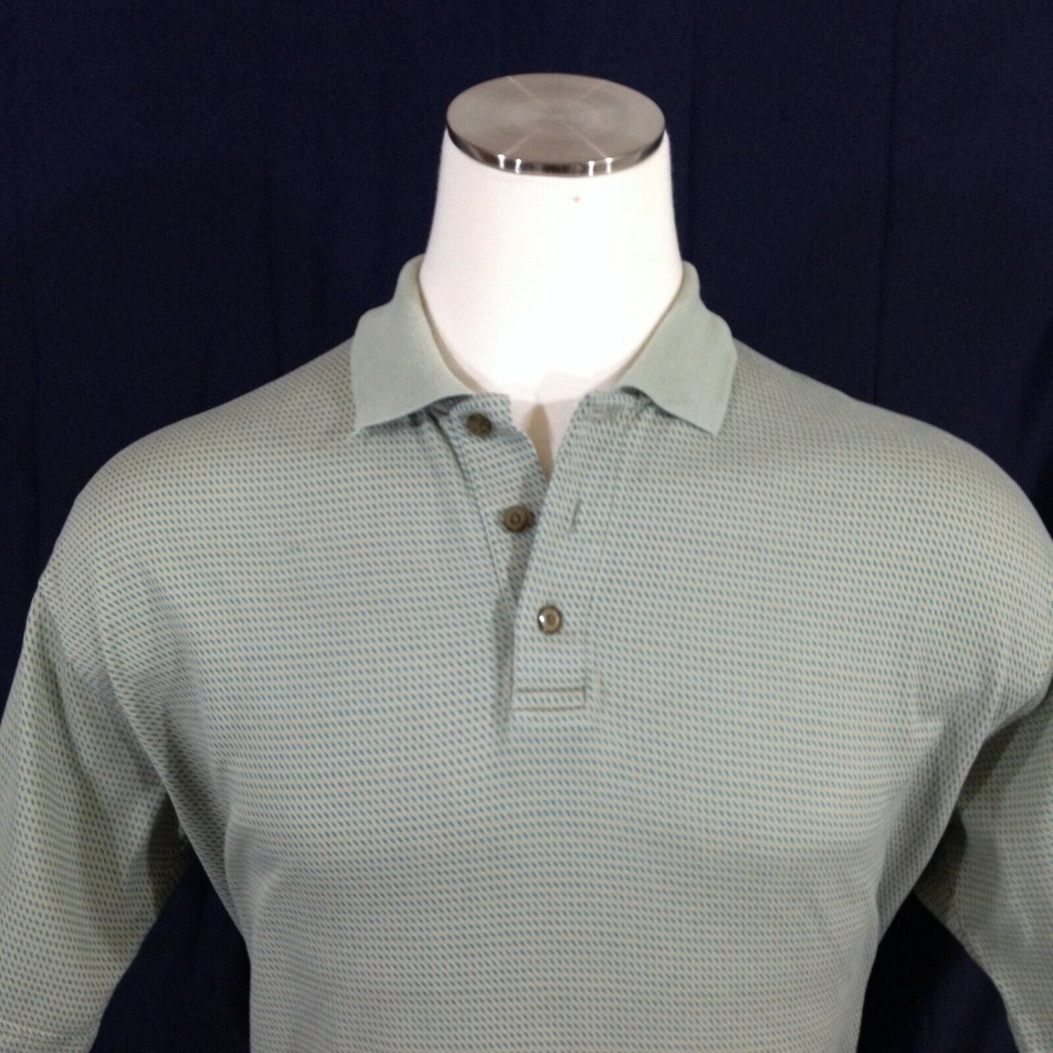 Pebble Beach Green Olive Two Ply Mercerized Cotton Golf Polo Shirt Mens Sz M