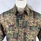 Roundtree Yorke Men's 100% Silk Tropical Palm Shirt Green/Purple Sz XL