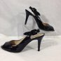 TALBOTS Black Patent Leather Slingback Open Toe Stiletto Heels Sz 8AA