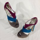 Shoes of Soul Women's Grey/Teal/Berry Fabric Stiletto Pumps/Shoes Size 8