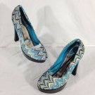 Shoes of Soul Women's Stiletto Pumps Platforms Heels Fabric Blue Sz 7