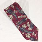417 by Van Heusen Mens SilkNeck Tie Red Floral Burgandy 56"x3.75" NEW