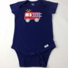 Gerber Boys Infant Onesie Blue Firetruck Size 12 Months