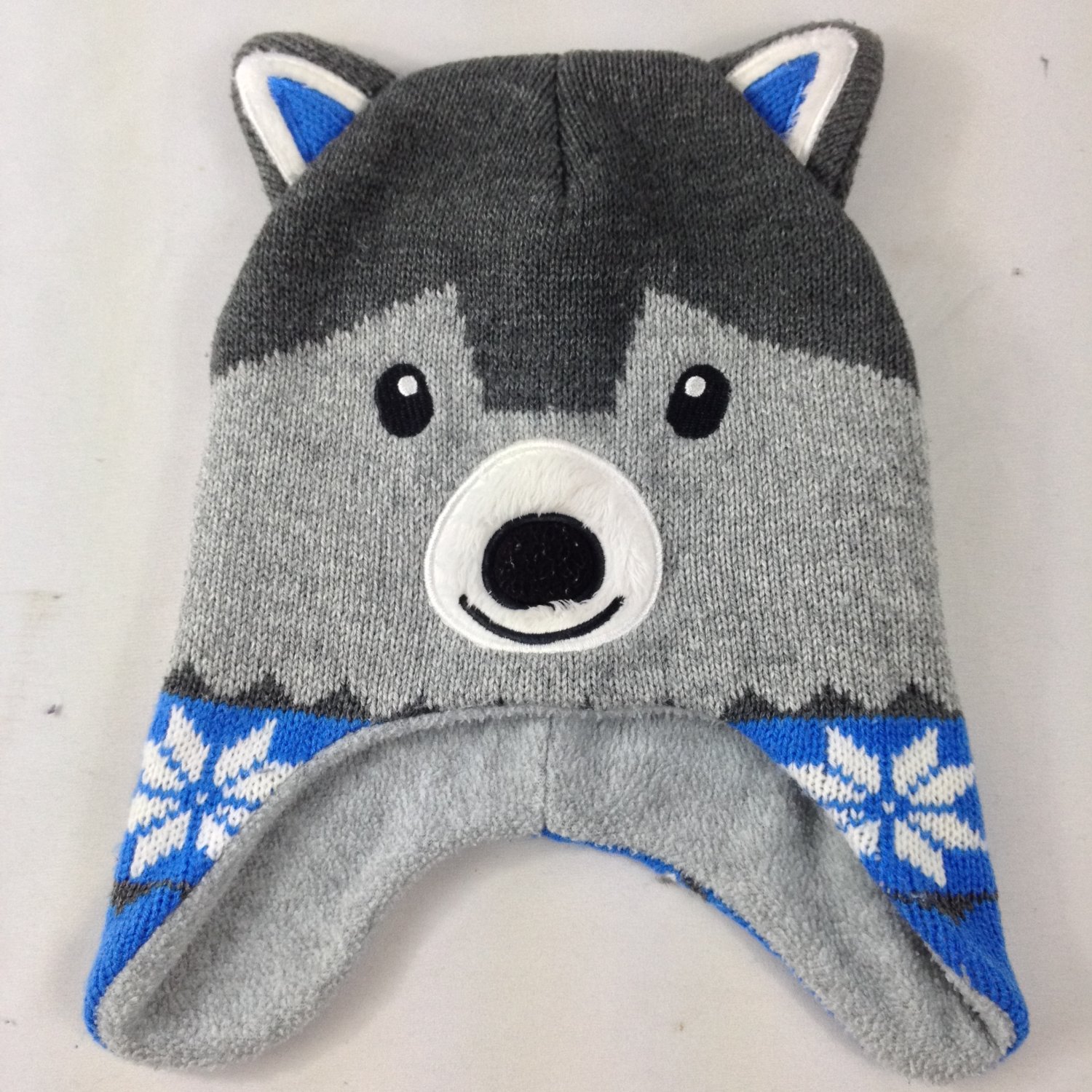 Husky/Wolf Blue Gray Beanie Cap/Hat Fleece Lined Unisex Toddler Sz 2T - 5T