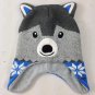 Husky/Wolf Blue Gray Beanie Cap/Hat Fleece Lined Unisex Toddler Sz 2T - 5T