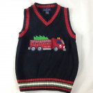 Class Club Boys Toddler Christmas Firetruck Black Vest Sz 2-3T