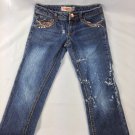 Squeeze Girls Size 7 Adjustable Waist Distressed Blue Jeans Straight Leg
